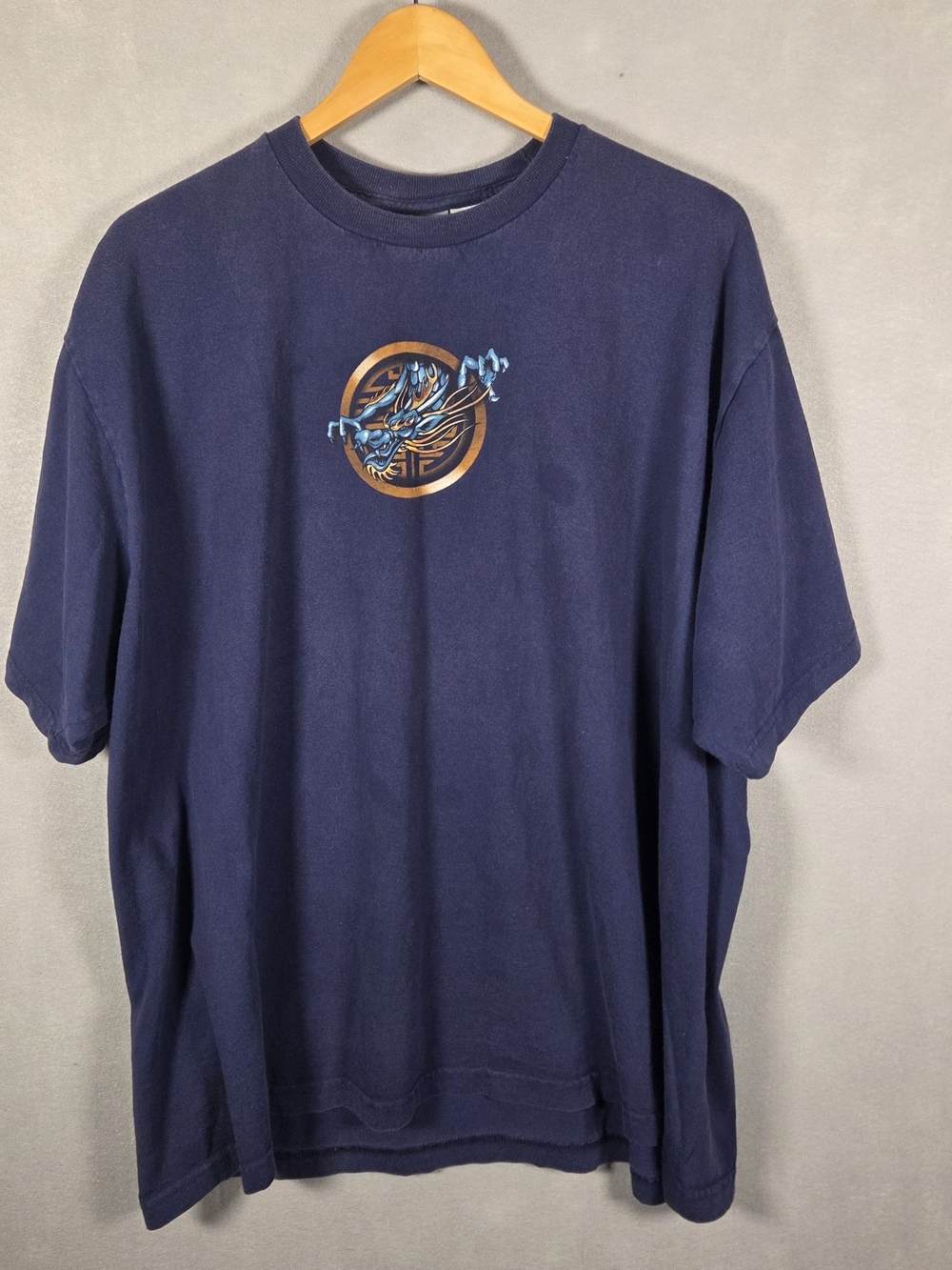 Y2K blue dragon graphic t-shirt (R530)